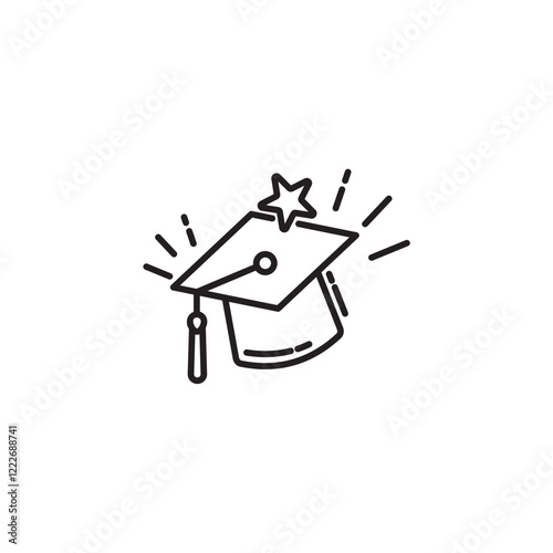 Graduation cap icon, Celebrate Symbol, flat line