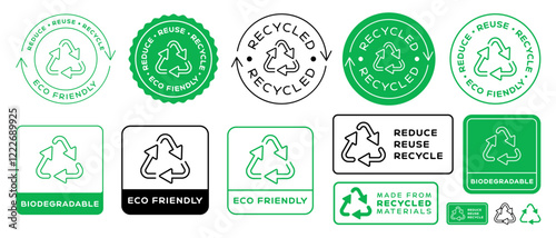 Biodegradable Badge Sign. Eco Friendly Leaf Icon Label. Recycle Symbol.
