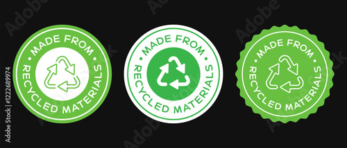 Made From Recycled Materials Badge Icon. Recycle Sign. Zero Waste Seal. Eco Frindly Logo