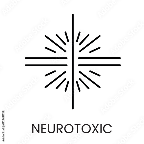 A symmetrical cross icon in vector, with rays representing neurotoxic balance and disruption, with an editable stroke