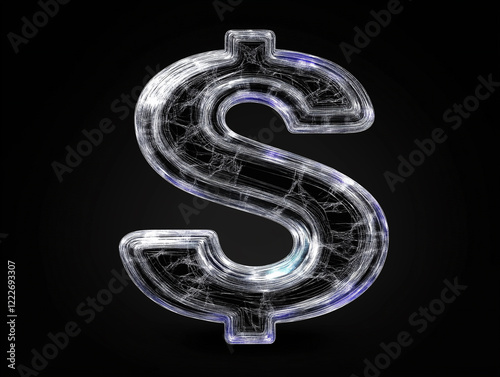 Dollar icon 3D against black background
