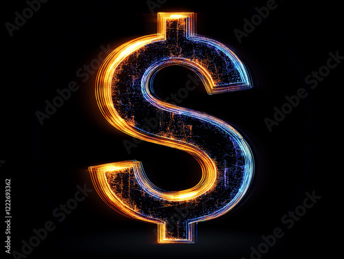 Dollar icon 3D against black background