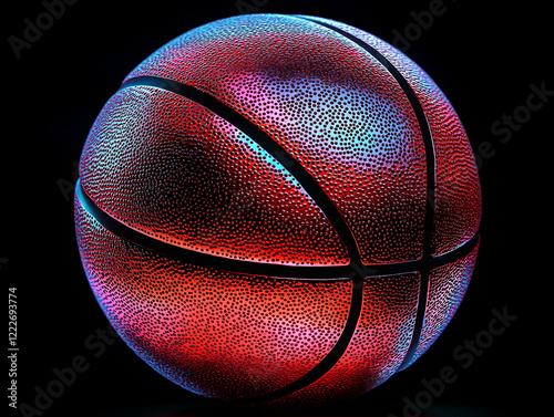 Abstract 3D basketball ball against black background