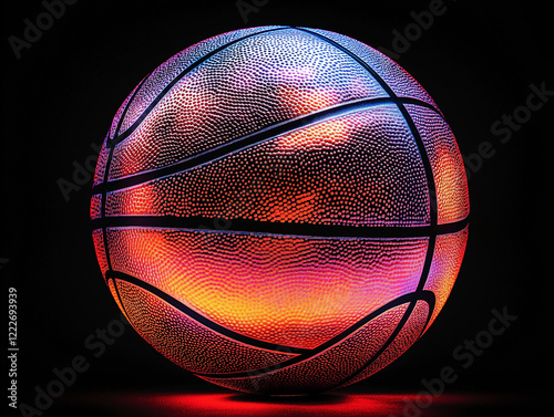 Abstract 3D basketball ball against black background