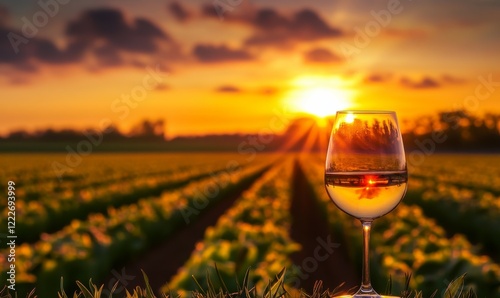 Dramatic spring scene on the tulip farm. Colorful sunset in Netherlands, Europe. photo