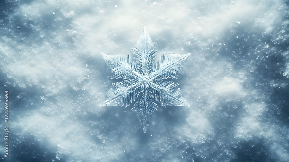 Stunning Detailed Snowflake in Winter Snow Stunning Detailed Snowflake in Winter Snow