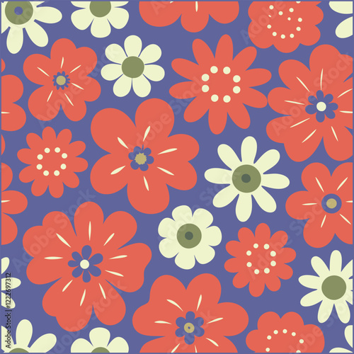 Seamless pattern, Vintage retro flowers pattern, Vector illustration,style for fabric, banners, wallpaper, posters, websites, online shopping.