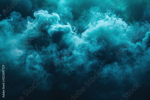 Wallpaper Mural Vibrant turquoise smoke spreads across the air, enhancing the visual impact during a lively outdoor celebration with attendees enjoying the energetic atmosphere. Torontodigital.ca