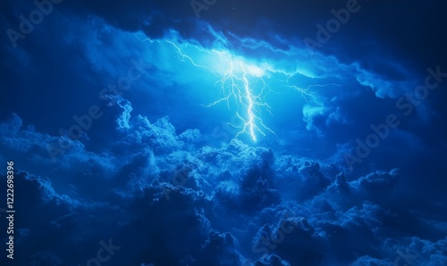 Wallpaper Mural Electric Blue Lightning Bolt in the Clear Sky, , stormy weather, clear sky, large size, electric blue lightning bolt Torontodigital.ca