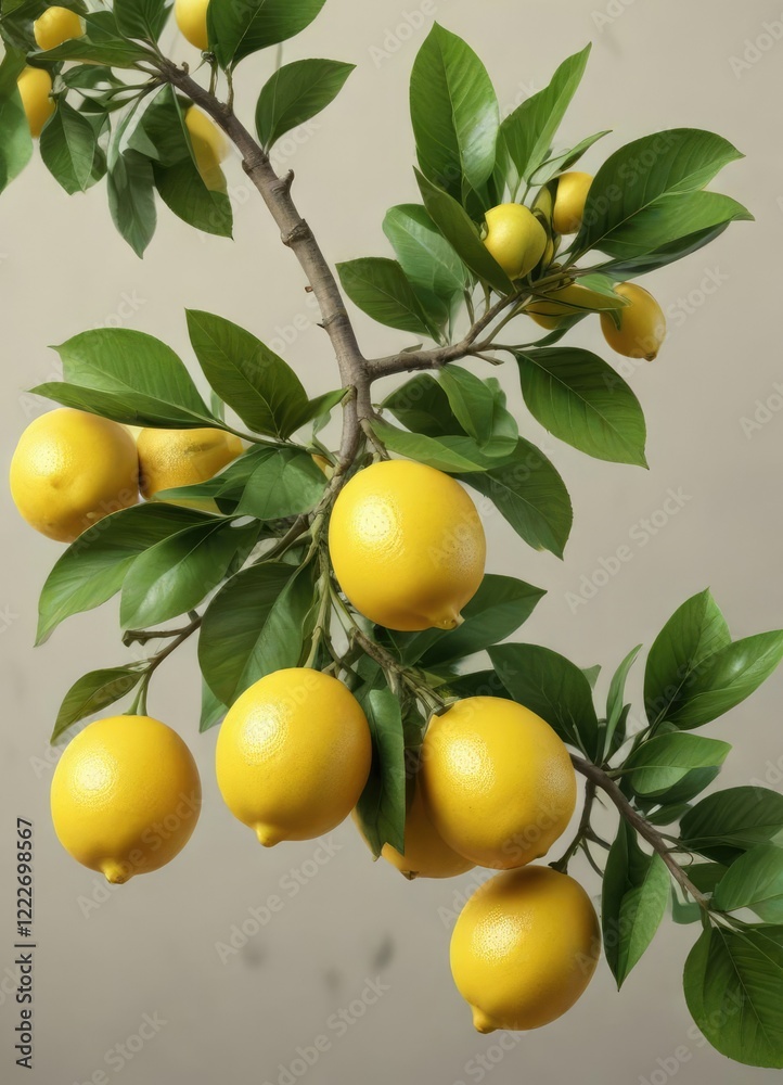 Hand-drawn lemon tree branch with yellow lemons and green leaves, yellow lemons, clipart Hand-drawn lemon tree branch with yellow lemons and green leaves, yellow lemons, clipart