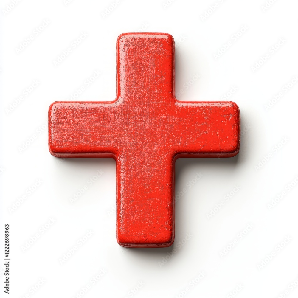 Obraz premium Vibrant Red Plus Sign Graphic Design - A Simple Geometric Symbol