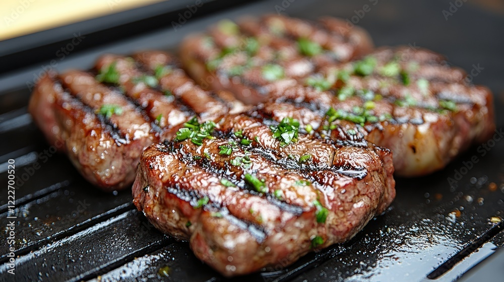 Grilled Steak Close Up: Juicy, Delicious, Sizzling Grilled Steak Close Up: Juicy, Delicious, Sizzling