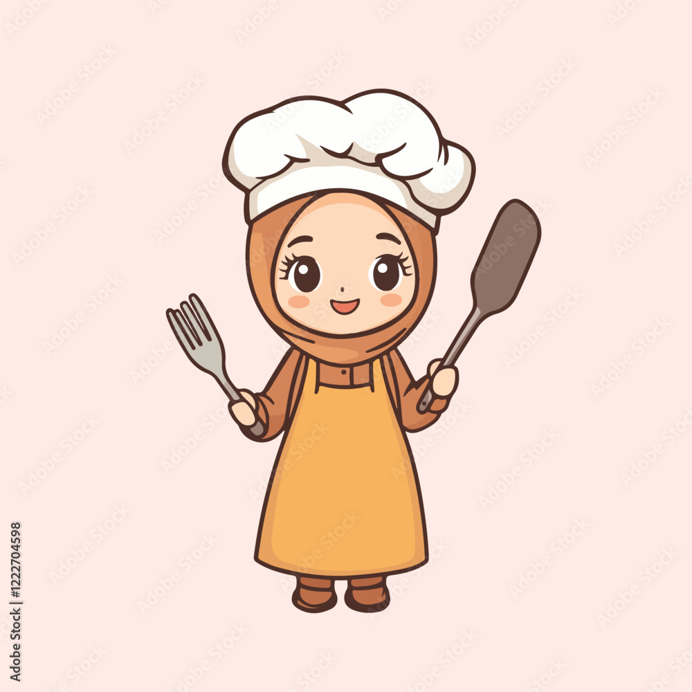 Female Chef With Hijab Vectors illustration Female Chef With Hijab Vectors illustration