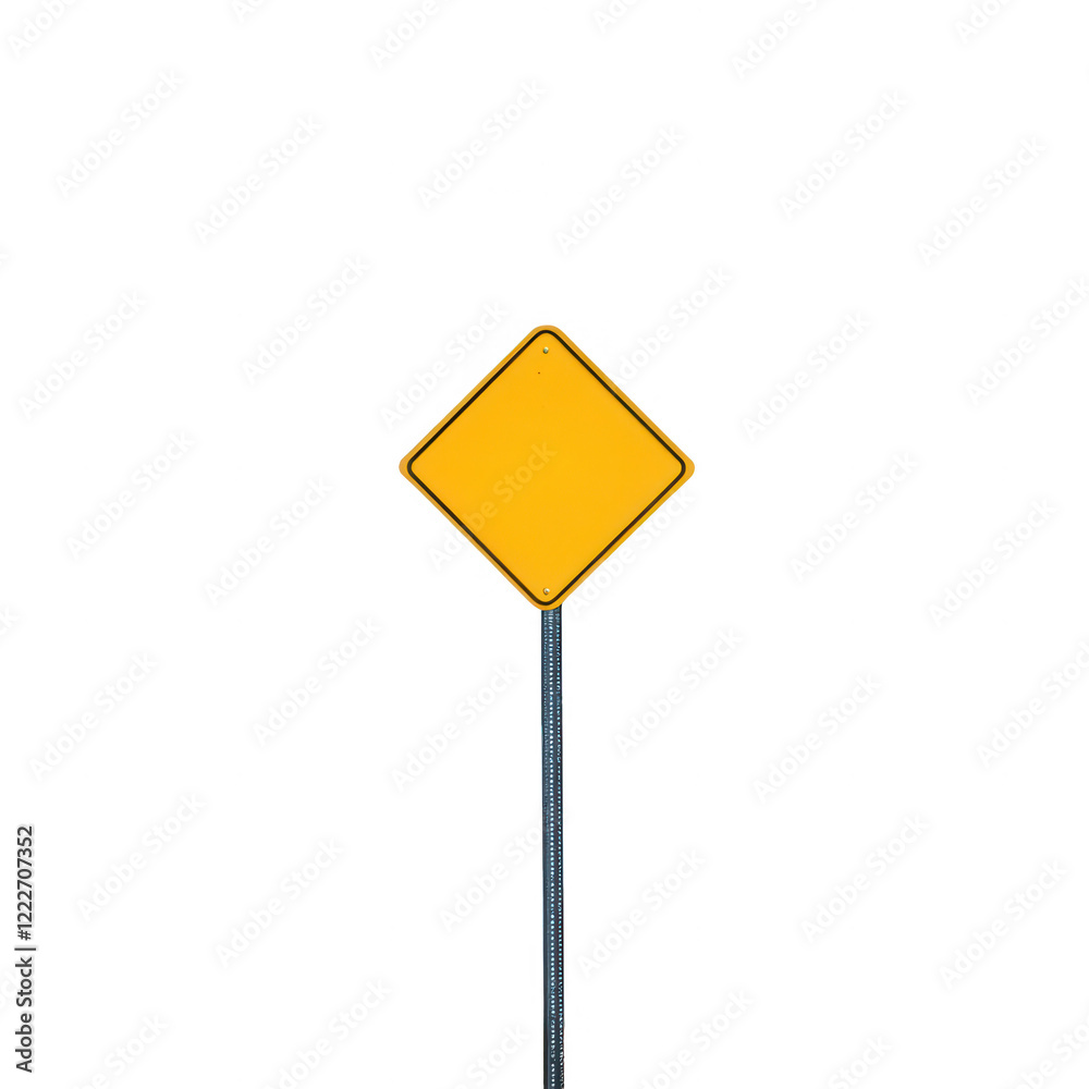 A blank yellow road sign on a post, emphasizing potential messaging and directions. A blank yellow road sign on a post, emphasizing potential messaging and directions.