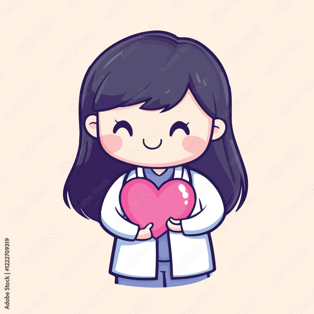 Cute and Caring Doctor Holding a Heart vector illustration Cute and Caring Doctor Holding a Heart vector illustration