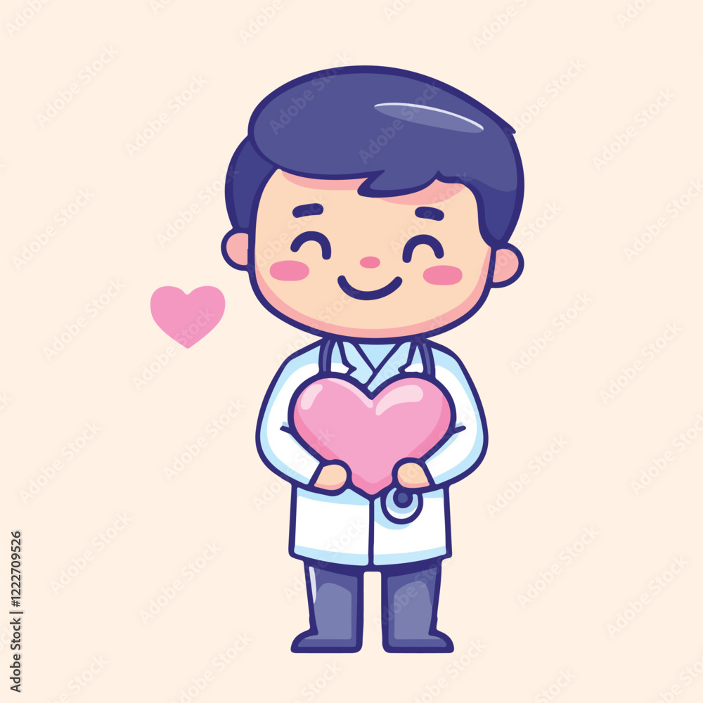 Cute and Caring Doctor Holding a Heart vector illustration Cute and Caring Doctor Holding a Heart vector illustration