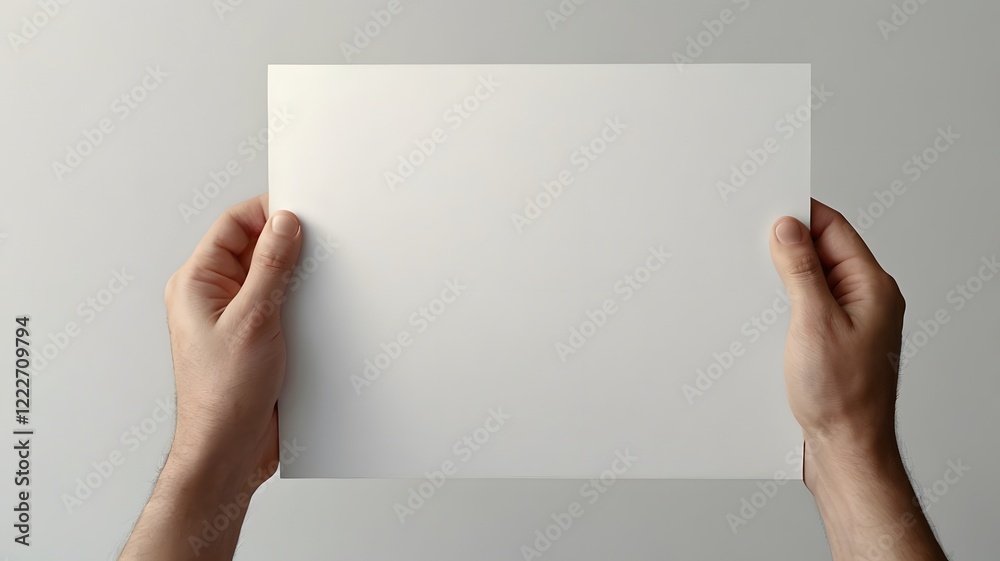 Hand holding white blank card or paper mockup isolated on grey background, empty page branding document mockups for invitation message Hand holding white blank card or paper mockup isolated on grey background, empty page branding document mockups for invitation message