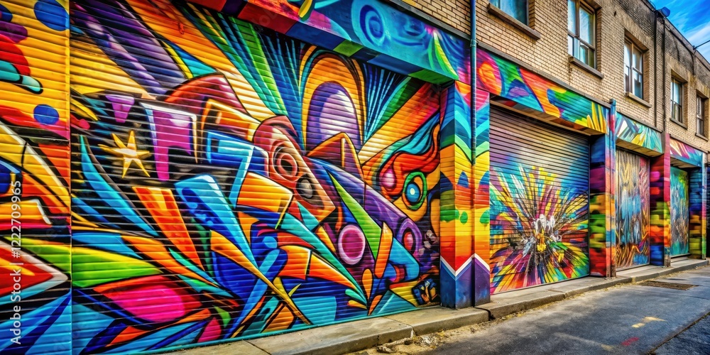 Fototapeta premium Urban street art with vibrant colors and bold letters , street art, colorful streets