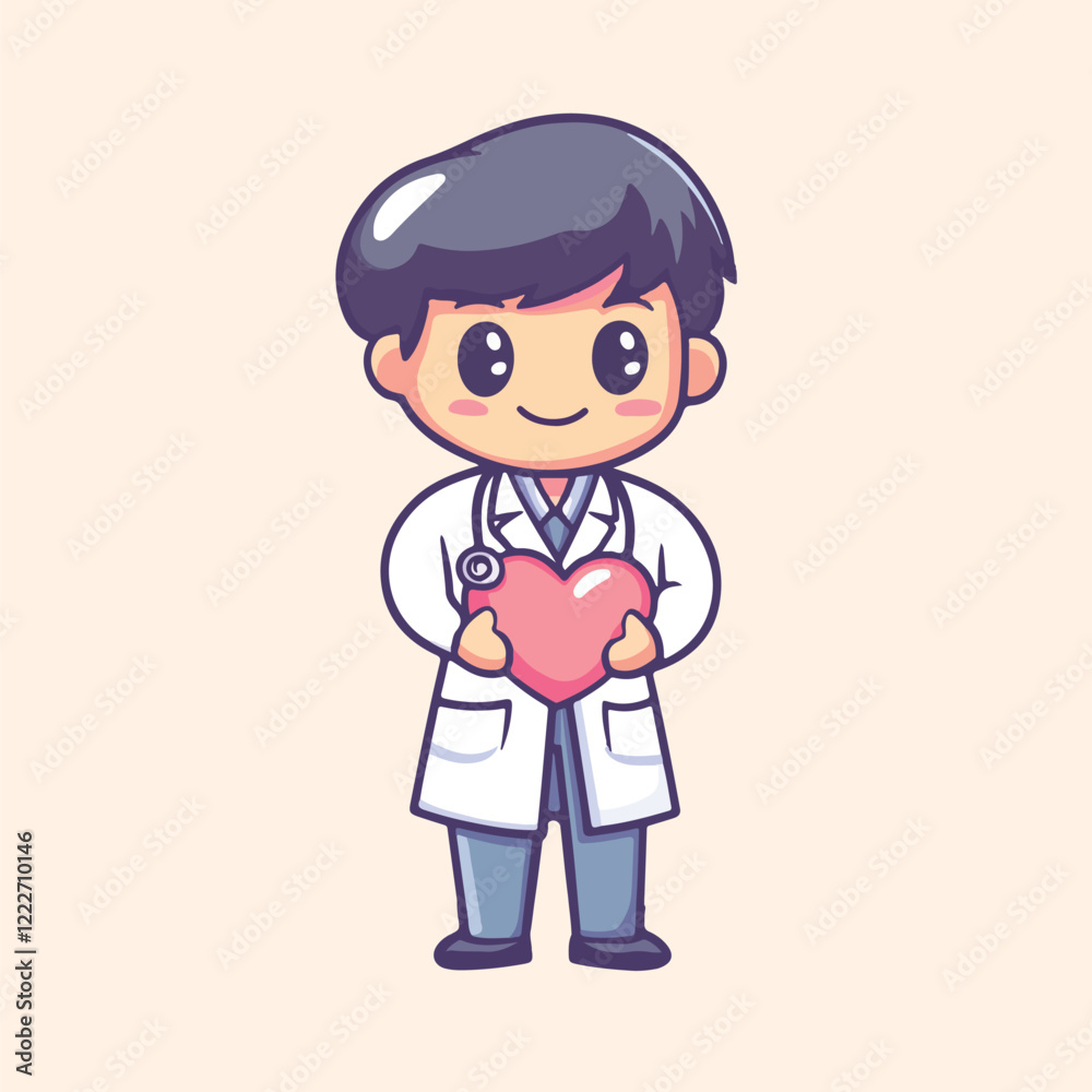 Cute and Caring Doctor Holding a Heart vector illustration Cute and Caring Doctor Holding a Heart vector illustration