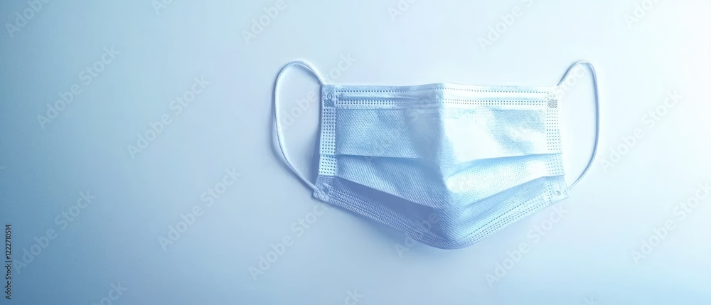 A medical face mask on a light background, symbolizing health and safety. A medical face mask on a light background, symbolizing health and safety.