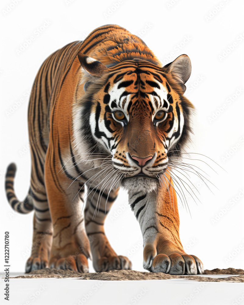 Obraz premium Realistic depiction of a tiger in daylight, showcasing its strength and agility