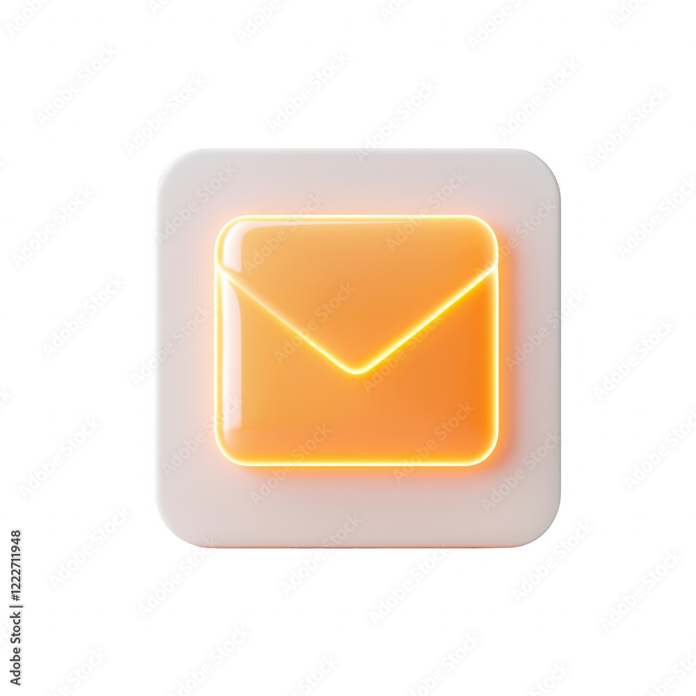 A glowing email icon representing communication in the digital age., isolated on a transparent background. A glowing email icon representing communication in the digital age., isolated on a transparent background.