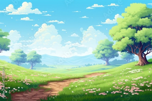Spring landscape grassland outdoors nature.