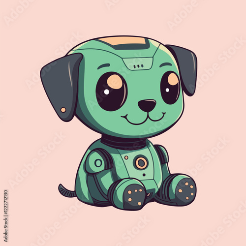 cute dog robot vector illustration
