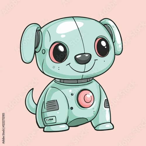 cute dog robot vector illustration