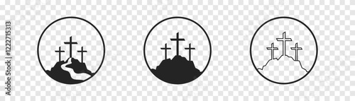 Cross symbol. Three crosses. Calvary. Vector.