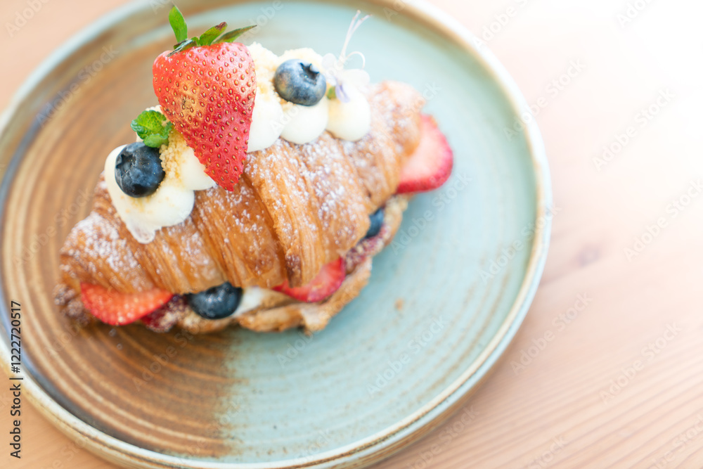 Breakfast with Fresh butter croissants Breakfast with Fresh butter croissants