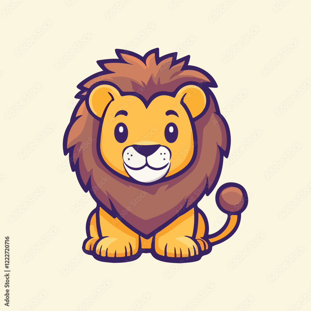 Fototapeta premium Cute lion cartoon vector illustration