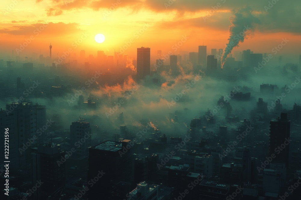 Fototapeta premium realistic of Cityscape show PM2.5 pollution