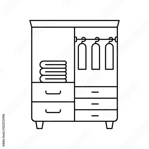 Wardrobe lineal  icon with white background vector stock illustration