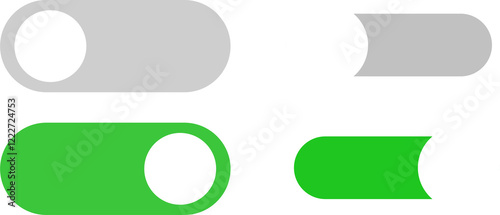 Set of Digital Toggle Switches in On and Off Position | High Resolution, Vector Illustration, Isolated on Transparent Background