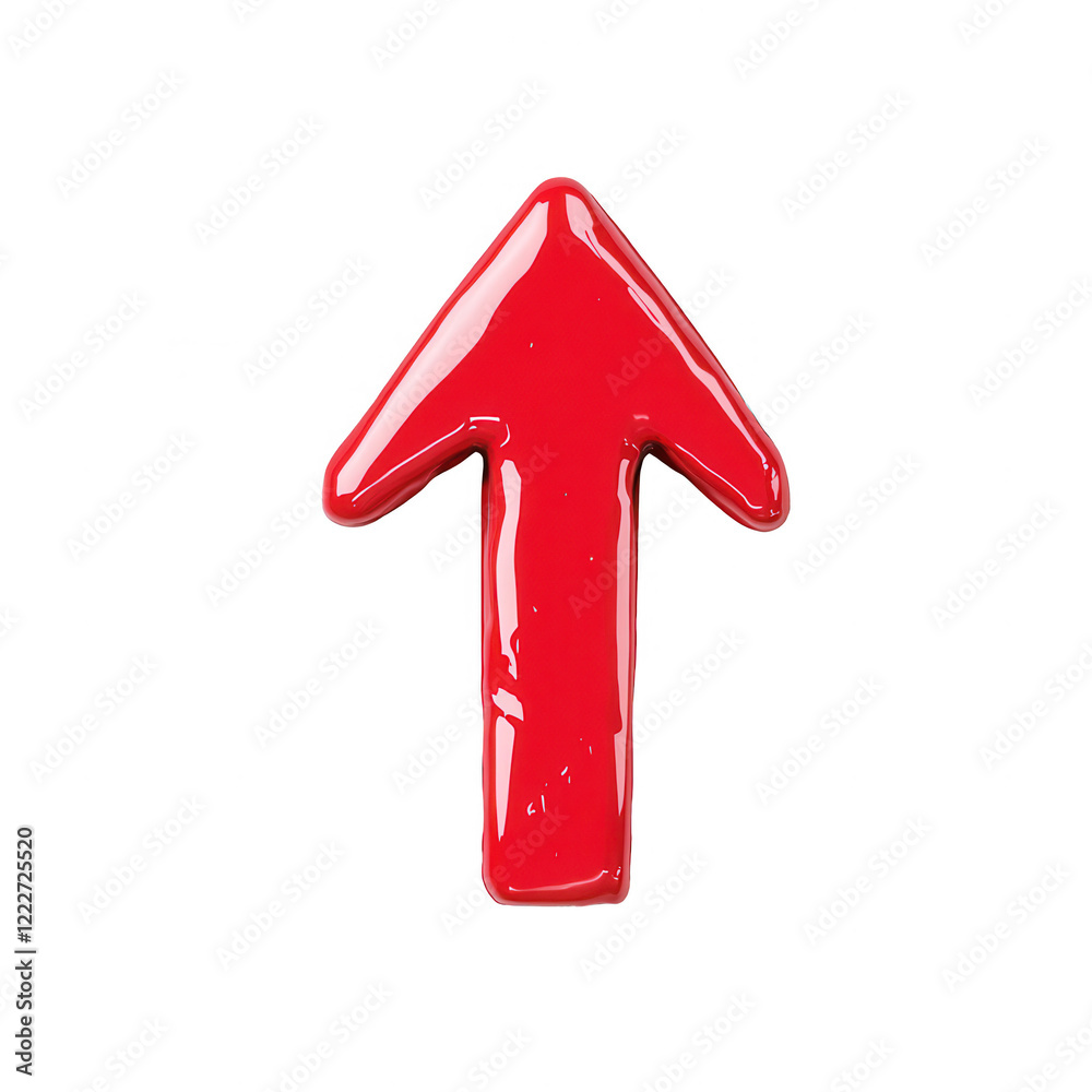 Red glossy arrow icon symbolizing direction and progress in a modern design., isolated on a transparent background. Red glossy arrow icon symbolizing direction and progress in a modern design., isolated on a transparent background.