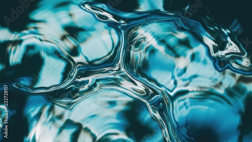 Abstract water texture showcasing rippling waves in shades of turquoise and deep blue, creating a fluid and dynamic visual effect.