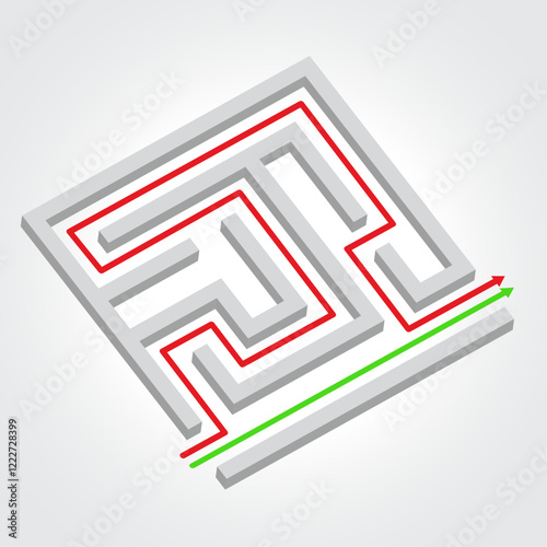 Labyrinth with arrow. Vector illustration. Business concept