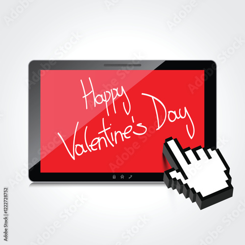 Valentine day web, modern concept. High-quality tablet screen.