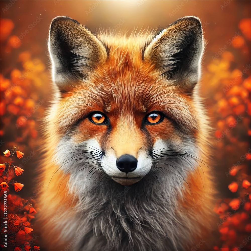 Fototapeta premium digitally enhanced image of a red fox 