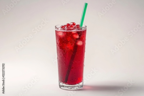 Wallpaper Mural Refreshing pomegranate juice served in a tall glass with ice and a green straw, perfect for a sunny day or celebration Torontodigital.ca