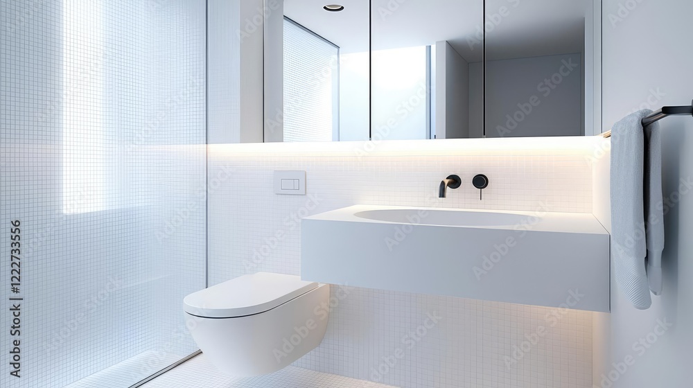 Minimalist home idea. Modern bathroom with sleek design, bright lighting, and minimalist features. Minimalist home idea. Modern bathroom with sleek design, bright lighting, and minimalist features.