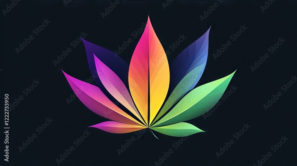 Colorful abstract leaf design with a vibrant gradient on a dark background showcasing artistic creativity Colorful abstract leaf design with a vibrant gradient on a dark background showcasing artistic creativity