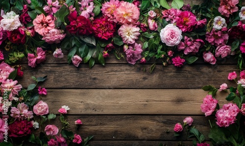 flowers on wooden background