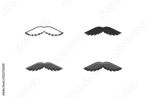 black mustache icon collection made in various styles