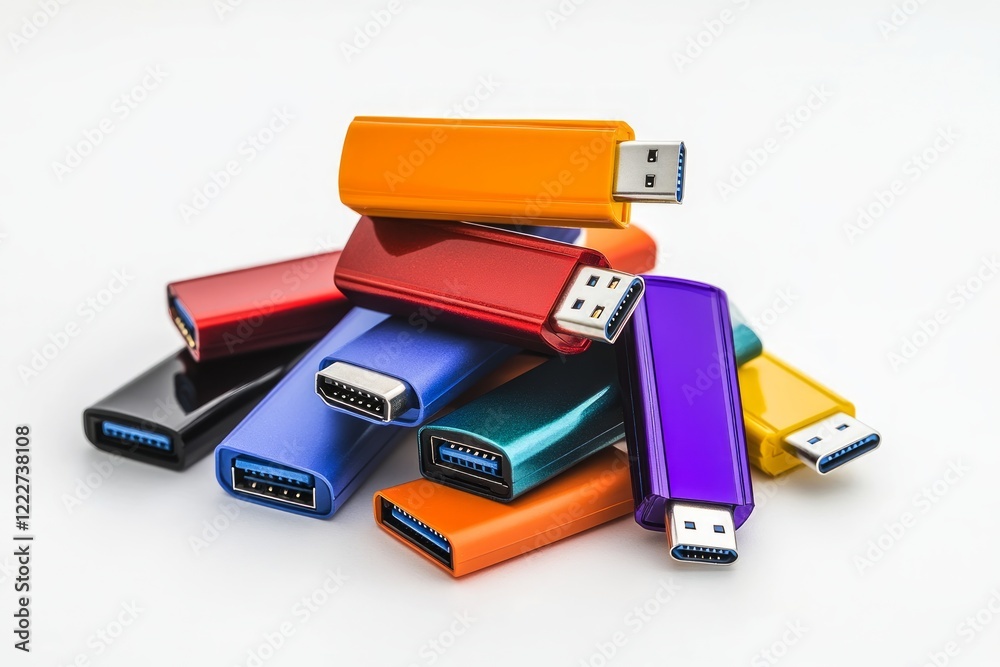Obraz premium Colorful Tech Connections: A Vibrant Array of Modern Devices