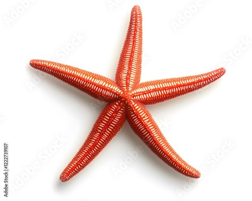 Vibrant Red Starfish on White Background Ocean Animal photo