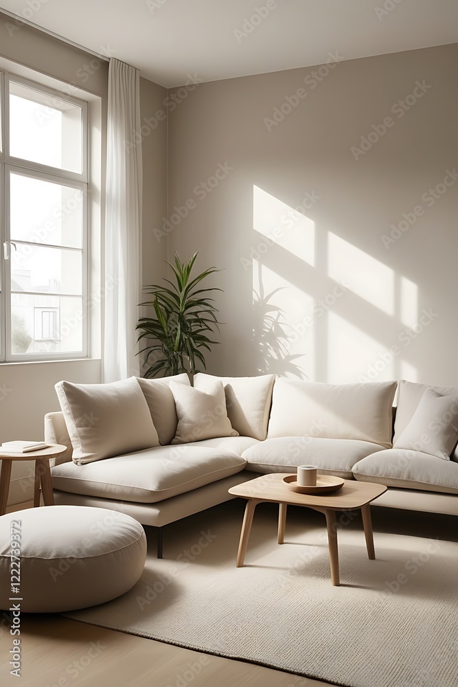 Fototapeta premium Comfortable minimalist living room