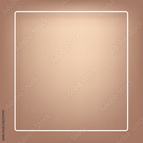 Brown gradient background with thin frame. Abstract Mocha mousse gradation textured template. Monochrome chocolate backdrop. Minimal modern nude colors blurred colors transition. Vector illustration.