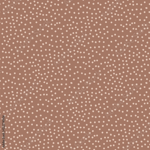 Brown monochrome seamless pattern. Polka dot print mocha mouse endless background. Abstract chocolate repeat cover. Minimal modern nude continuous ornament. Vector hand drawn illustration.